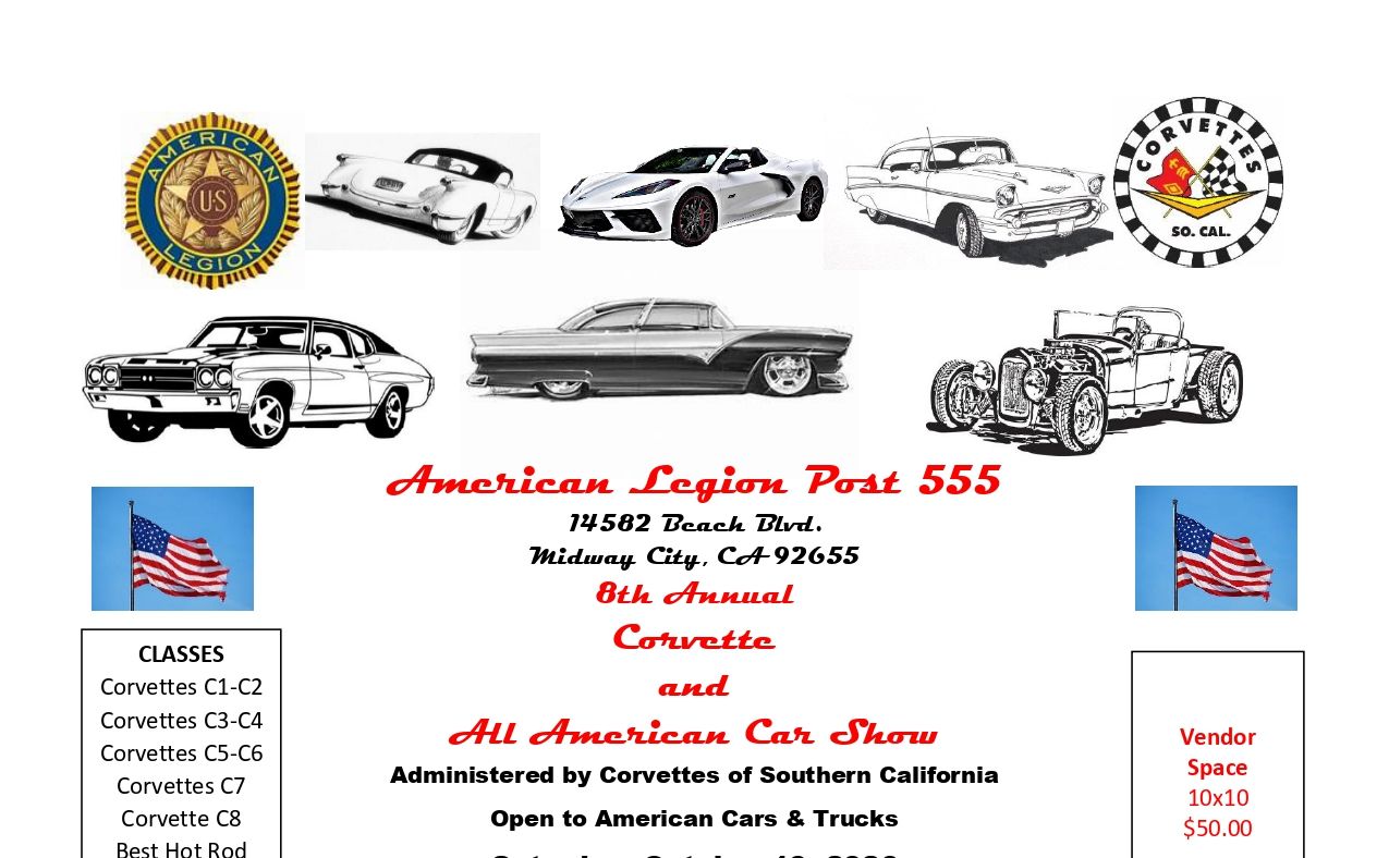 Corvette and All-American Car Show partial flyer October 2026